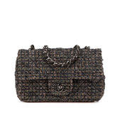 シャネル ミニ マトラッセ20 ココマーク 斜め掛け チェーン ショルダーバッグ グレー ツイード レザー レディース CHANEL 【中古】